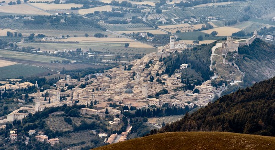 Panoramic view of Assisi from Monte Subasio